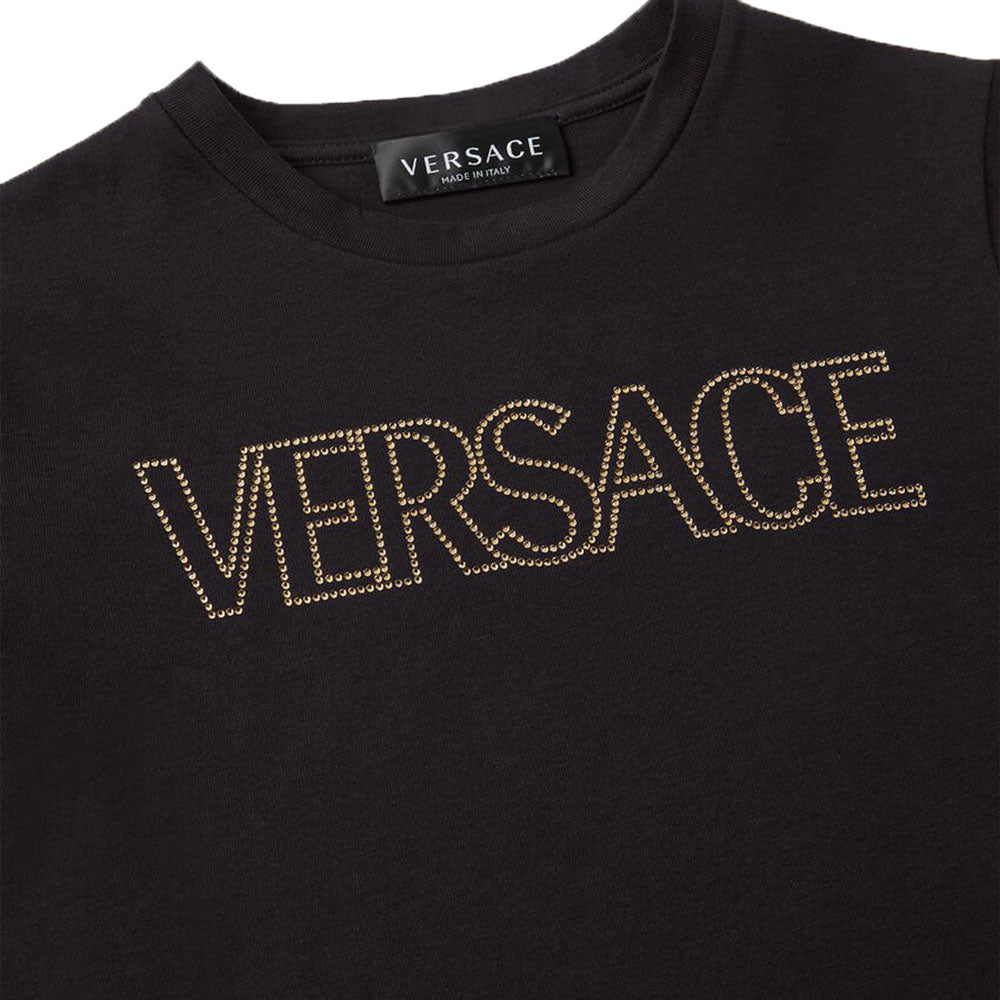 Versace Girls Embroidered Logo T Shirt Black – Maison Threads