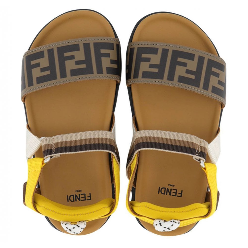 IetpShops Réunion - Fendi Kids logo-strap sandals - Brown 'Sunshine Medium' shopper  bag Fendi