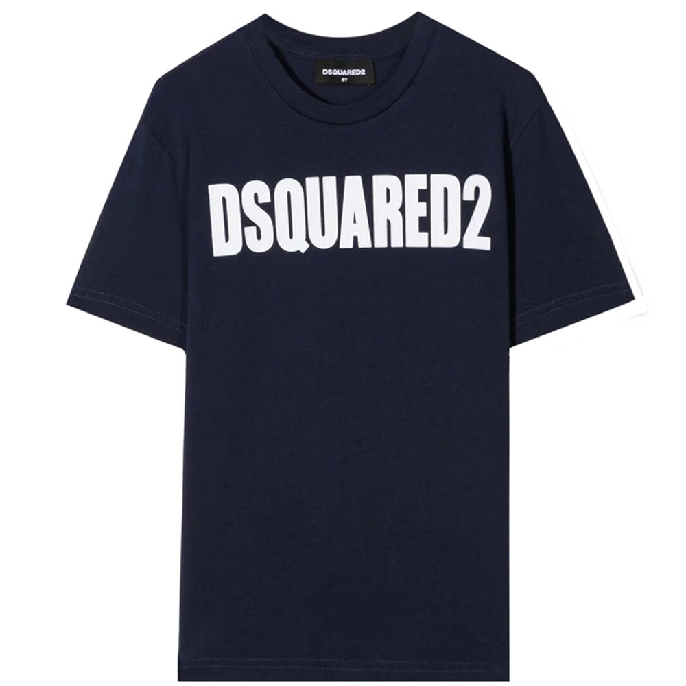 Dsquared2 Boys Logo Print Cotton T-Shirt Navy – Maison Threads