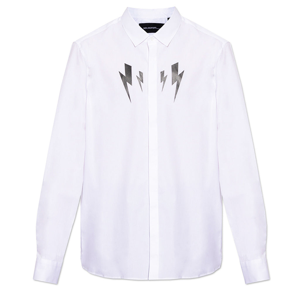 Neil Barrett Mens Mirrored Bolt Shirt White – Maison Threads