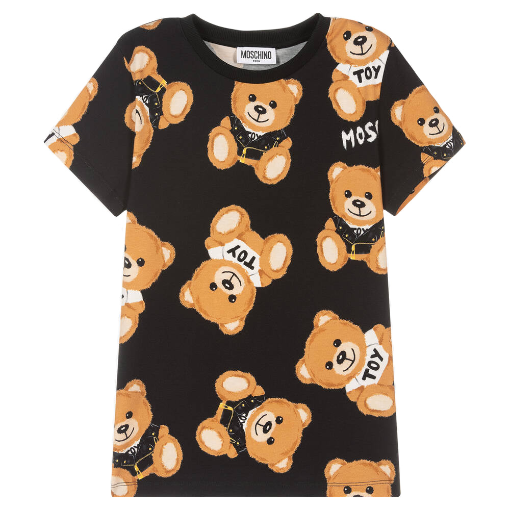 Moschino girl T-shirt with Teddy Bear print Black