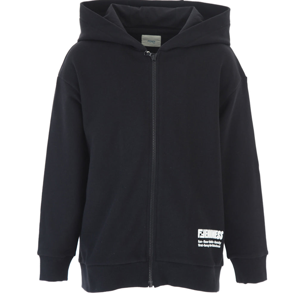 Fendi Boys Fendiness Logo Zip Hoodie Black