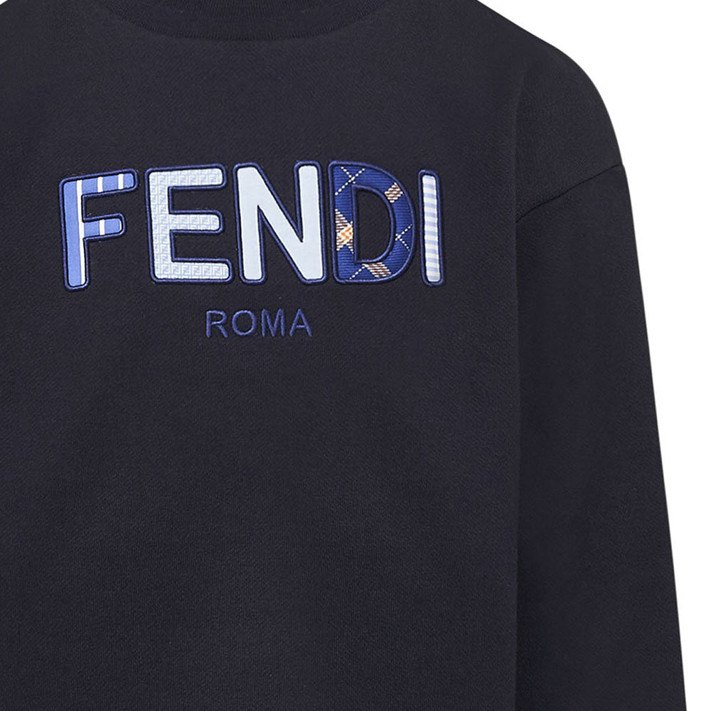 Fendi Kids Unisex Logo Sweater Navy