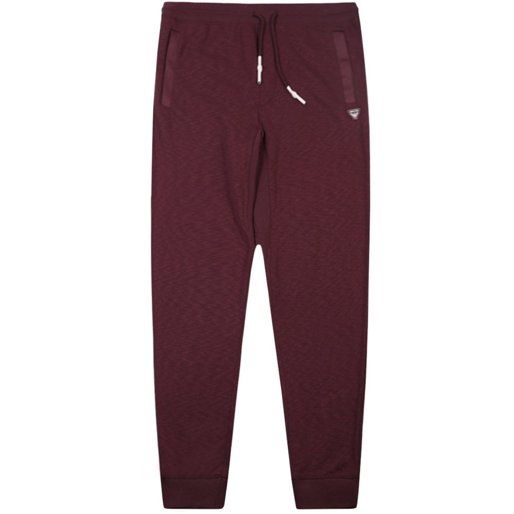 Armani Jeans Logo Classic Fit Joggers Burgundy Maison Threads