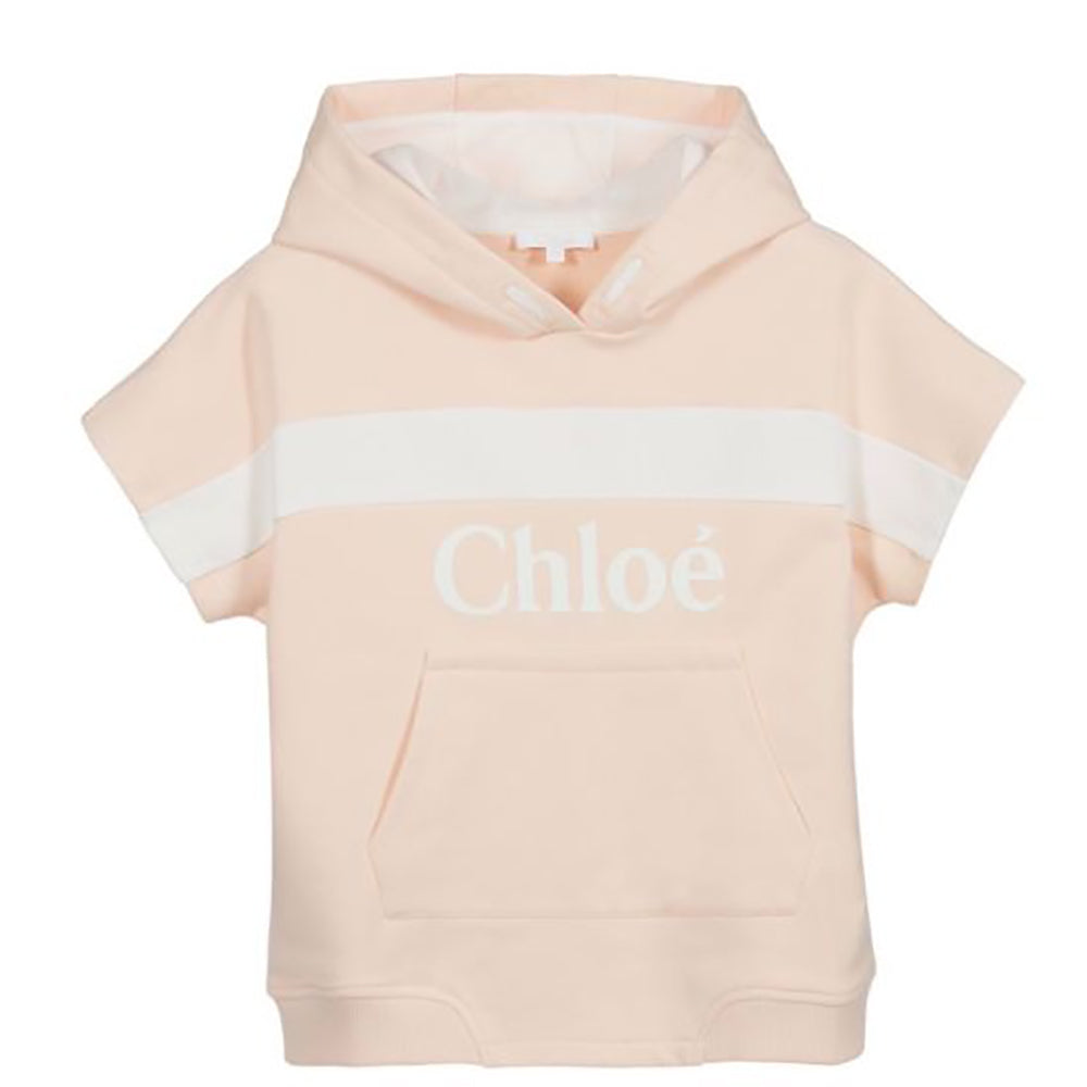 Chloé Girls Short Sleeve Hoodie Pink