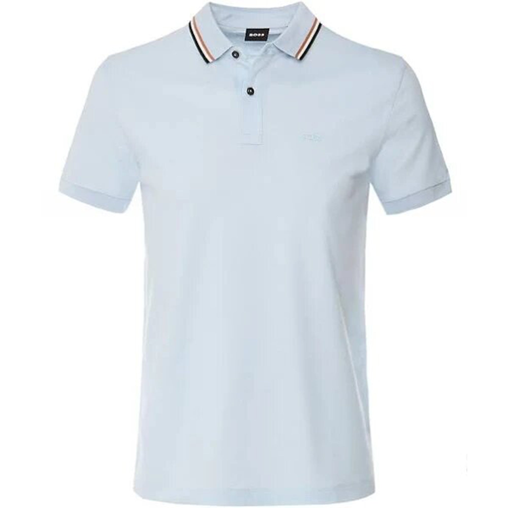 Hugo Boss Mens Striped Collar Polo Shirt Blue