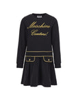 Moschino Girls Embroidered Logo Dress Black