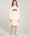 Tommy Hilfiger Girls Tommy Turtleneck Fluffy Long Sleeve Dress Cream