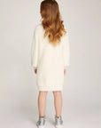 Tommy Hilfiger Girls Tommy Turtleneck Fluffy Long Sleeve Dress Cream