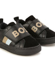 Boss Baby Boys Stripe Sneakers in Black