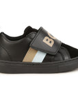 Boss Baby Boys Stripe Sneakers in Black