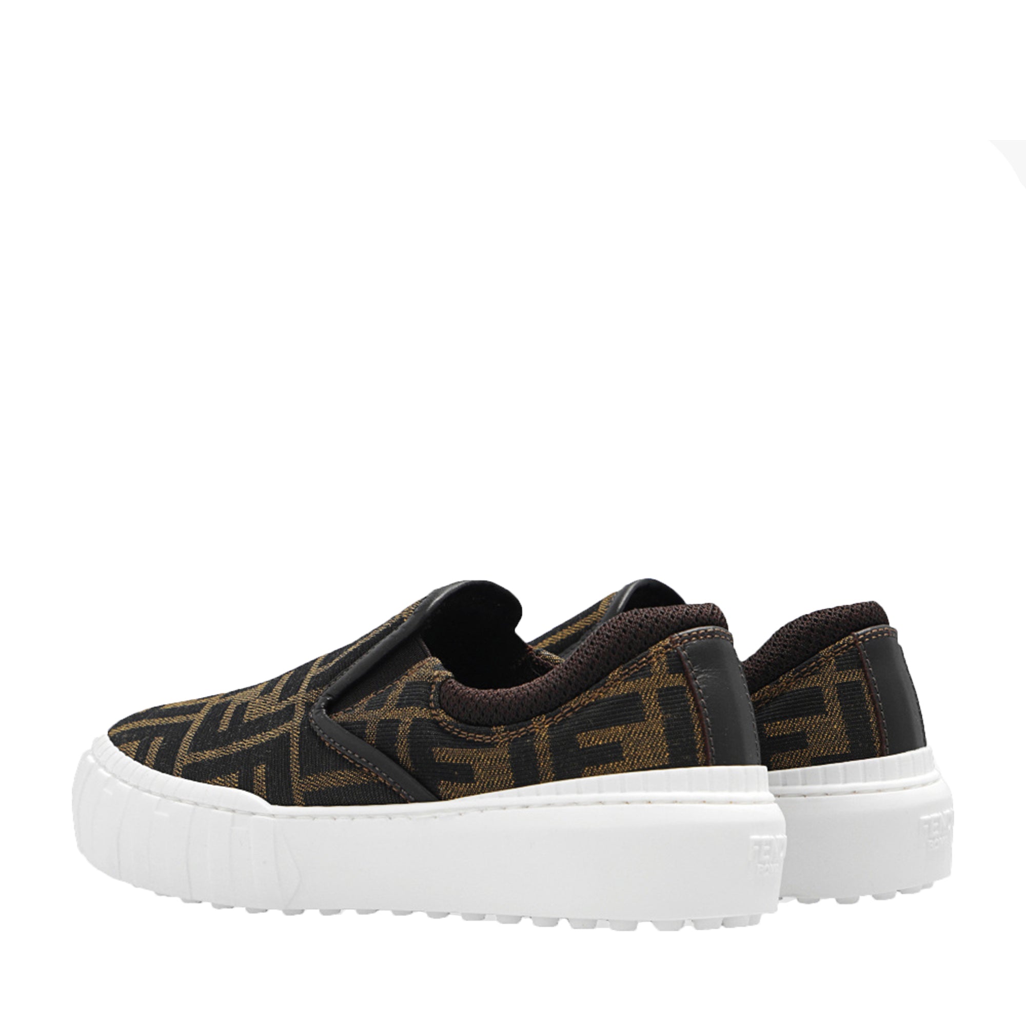 Fendi Unisex FF Logo Slip Ons Brown