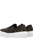 Fendi Unisex FF Logo Slip Ons Brown