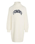 Tommy Hilfiger Girls Tommy Turtleneck Fluffy Long Sleeve Dress Cream