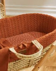 Organic Moses Basket Fitted Sheet - Printed Terracotta