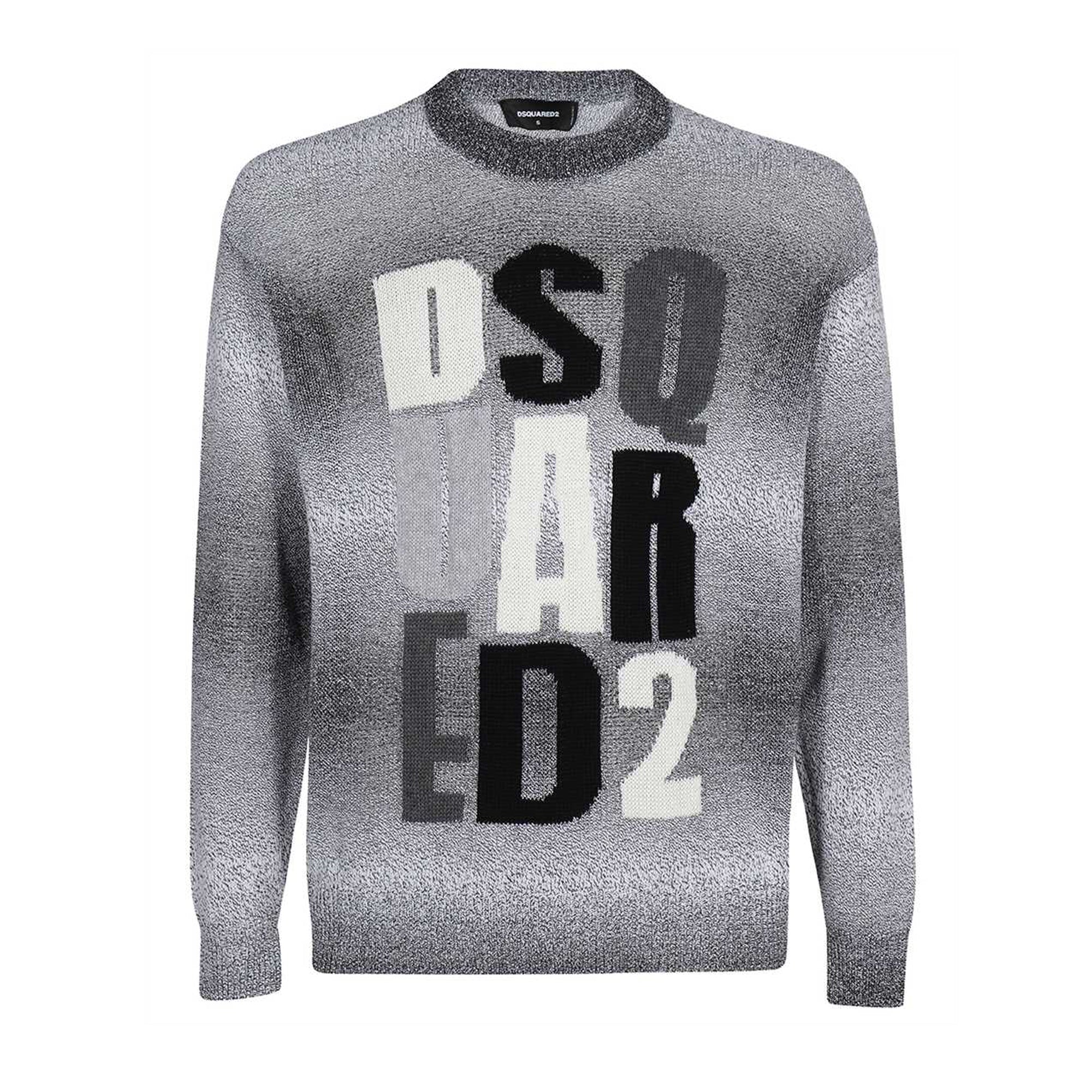 Dsquared2 Mens D2 Monogram Knit Sweater Grey