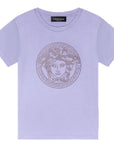 Versace Girls Medusa Embroidered Logo T Shirt Purple