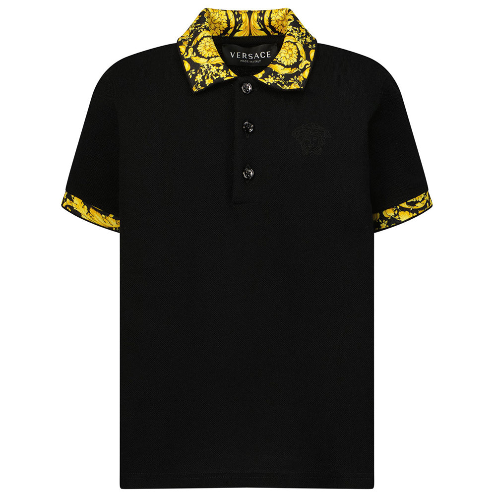 Versace Boys Barocco Polo Shirt Black