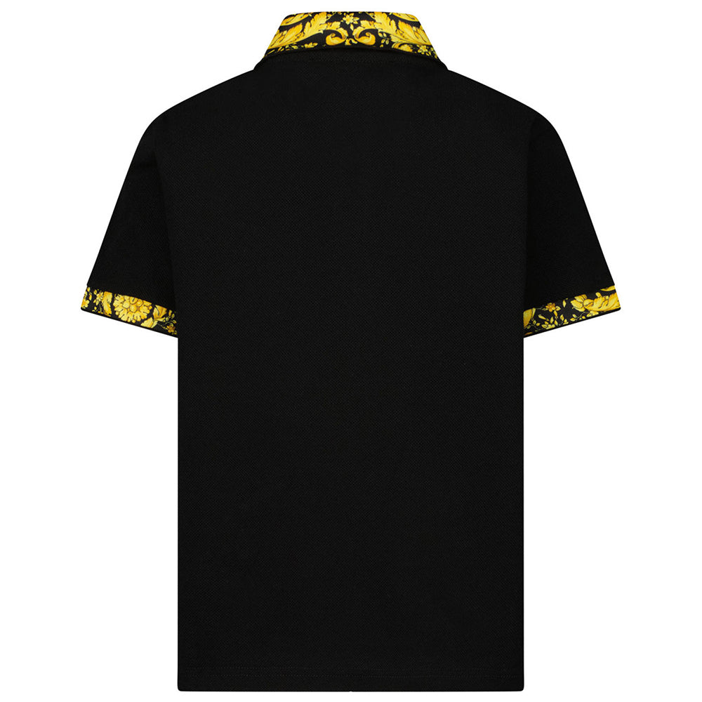 Versace Boys Barocco Polo Shirt Black