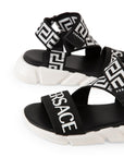 Versace Boys Logo Greca Sandals Black
