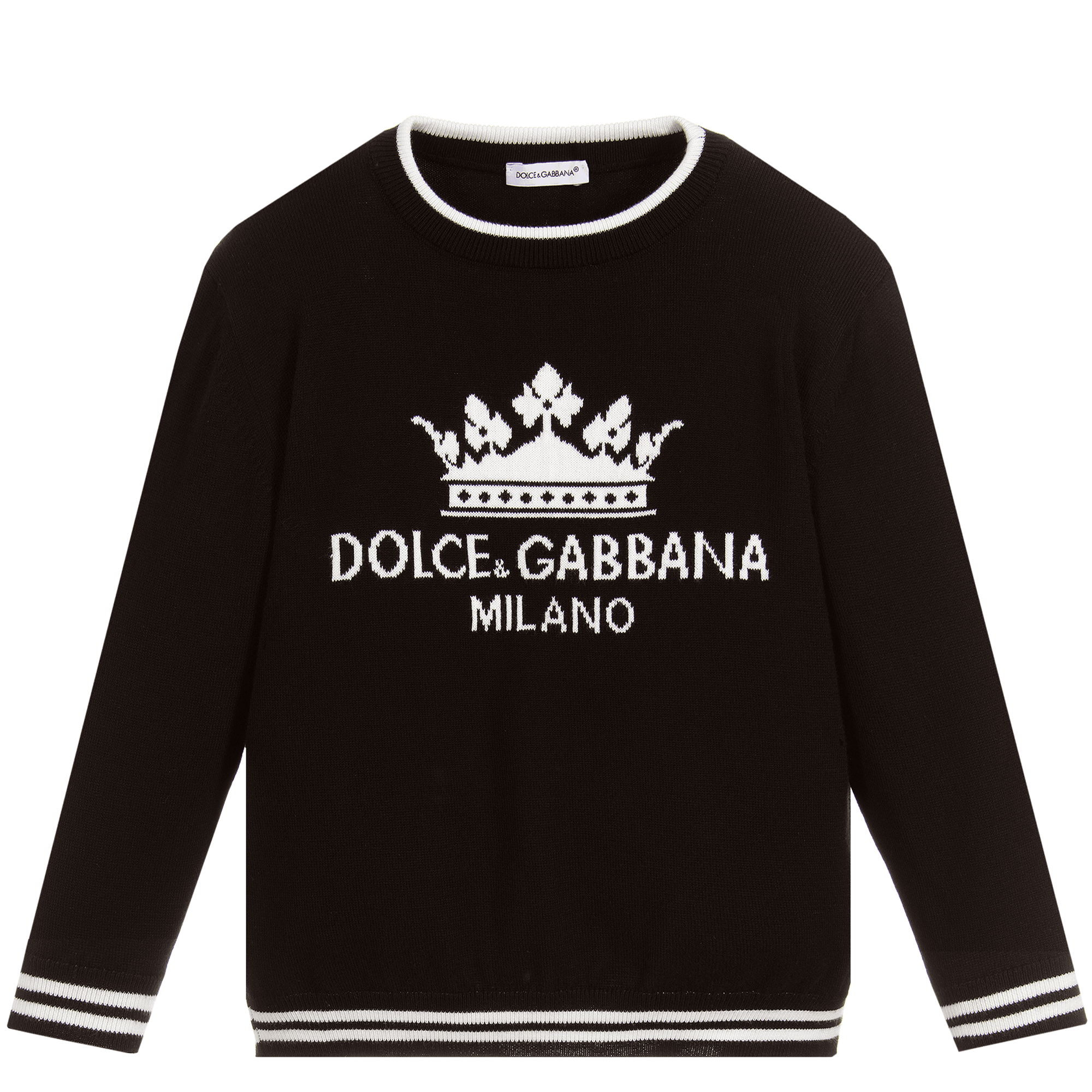 Dolce &amp; Gabbana Boys Knitted Cotton Sweater Black