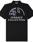 Versace Collection Men's Large Graphic Print Polo Shirt Black