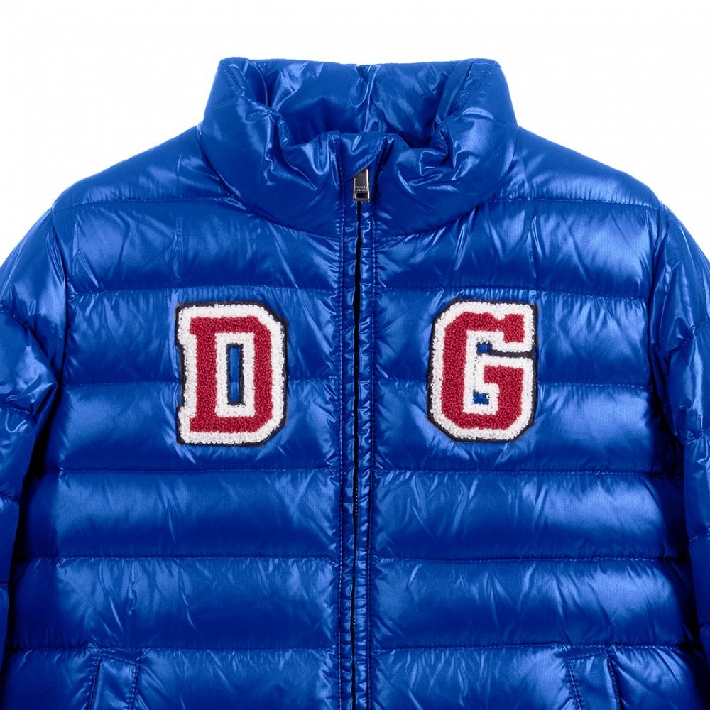 Dolce &amp; Gabbana Boys Logo Puffer Jacket Blue