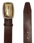 DSquared2 Men's Gold Business Plaque Belt Brown