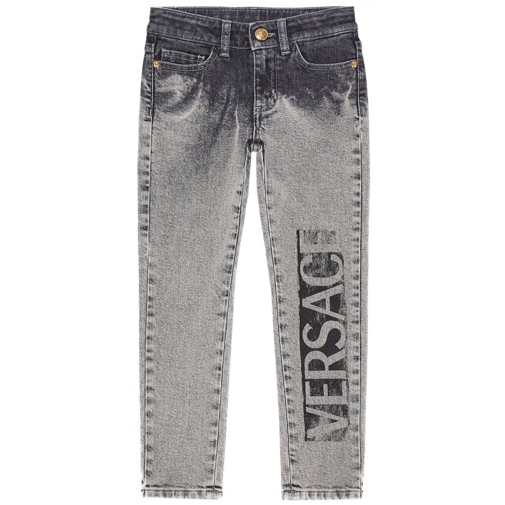 Versace Boys Logo Jeans Grey