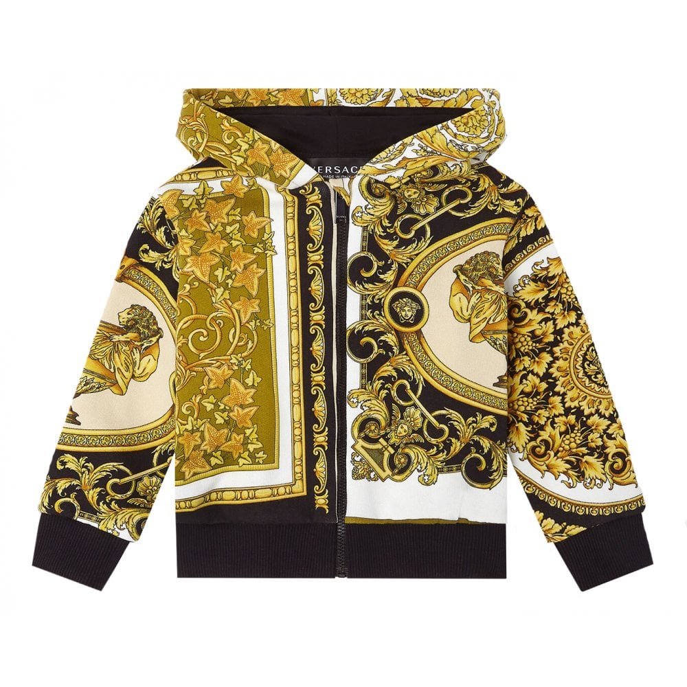 Versace Boys Mixed Print Hoodie Gold