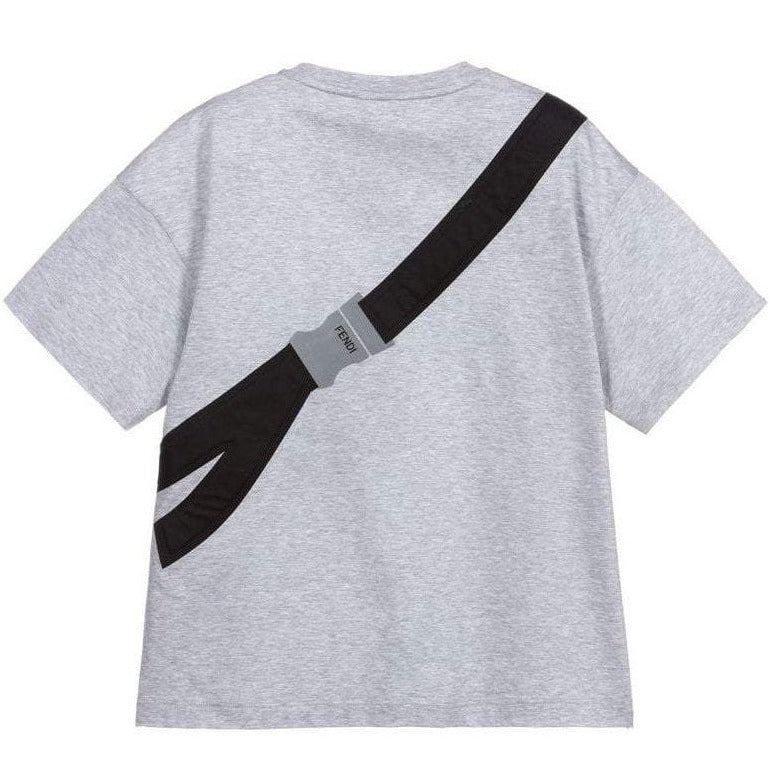 Fendi Boys T shirt Pouch Print Grey