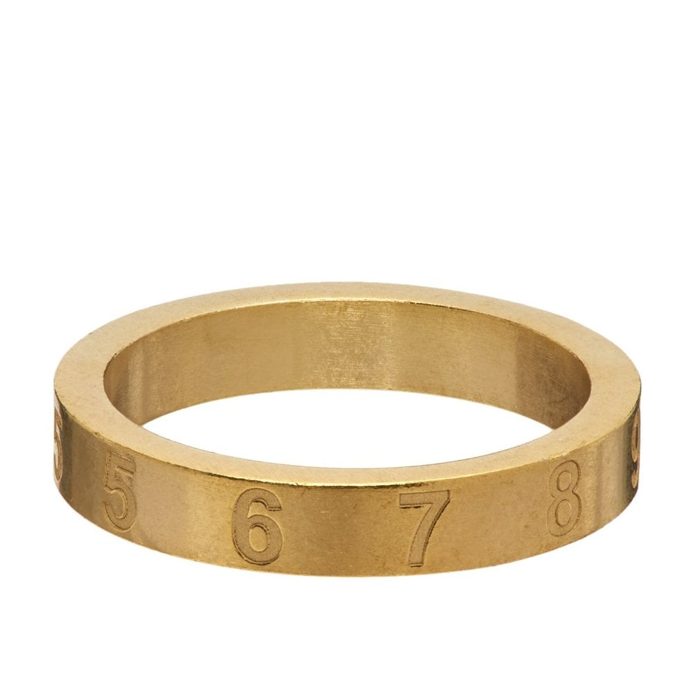 Maison Margiela Men&#39;s Thin Engraved Number Ring Gold