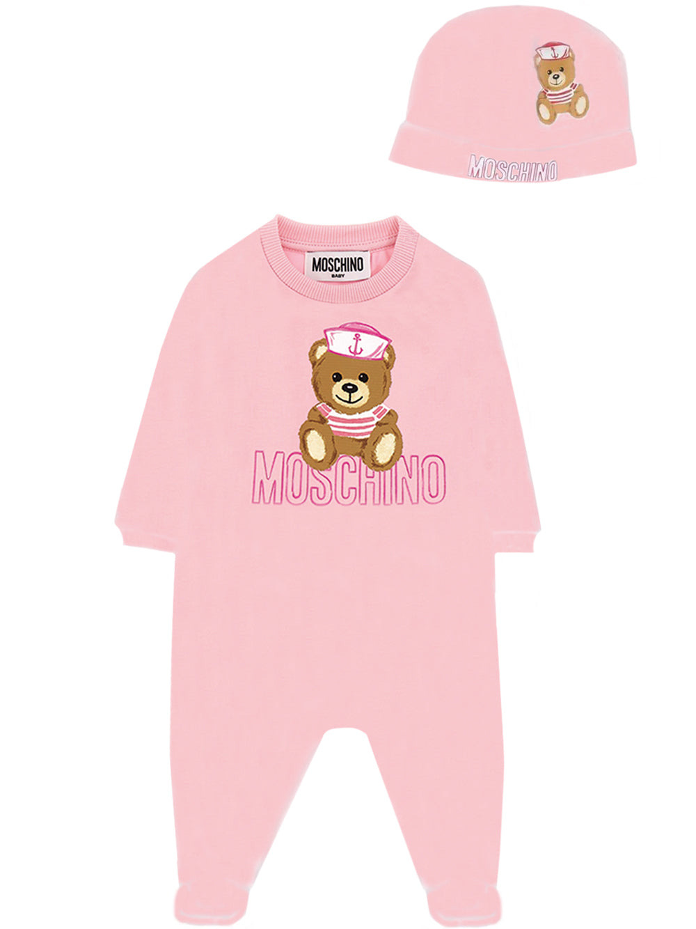 Moschino Baby Girls Teddy Bear Print Babygrow Set Pink