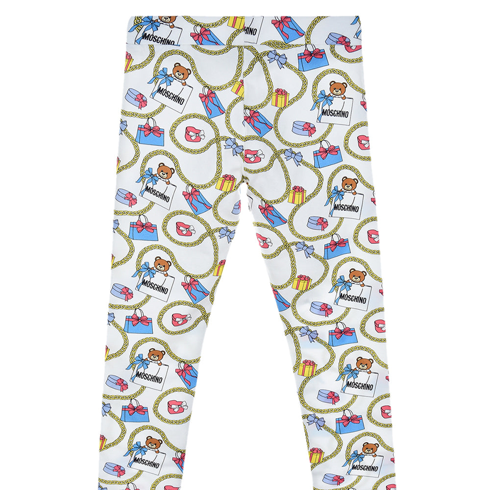 Moschino Girls Leggings White