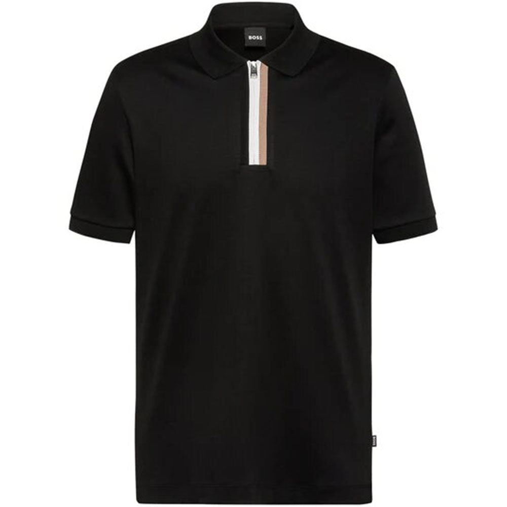 Hugo Boss Mens Zip Polo Shirt Black