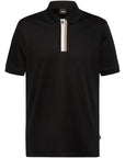 Hugo Boss Mens Zip Polo Shirt Black