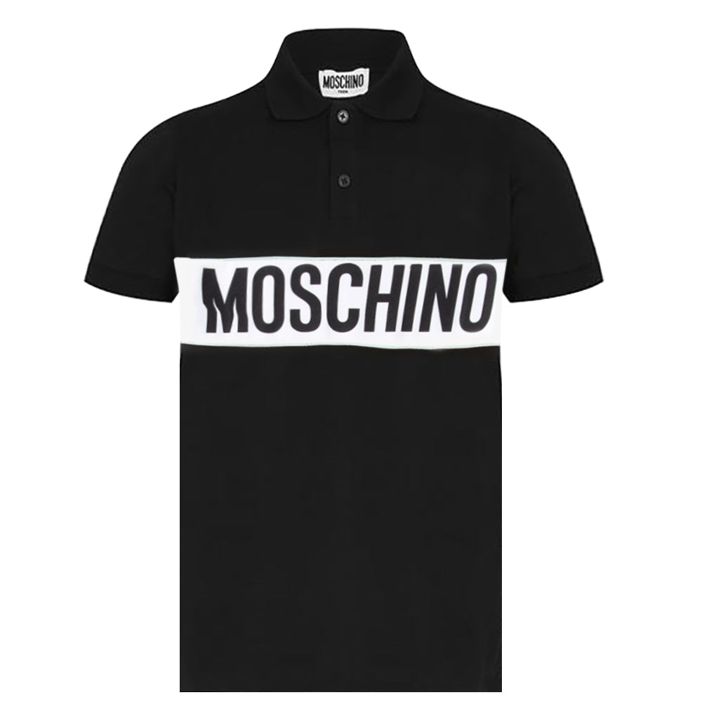 Moschino Boys Logo Panelled Polo Black