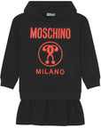 Moschino Girls Milano Hooded Black Dress Black