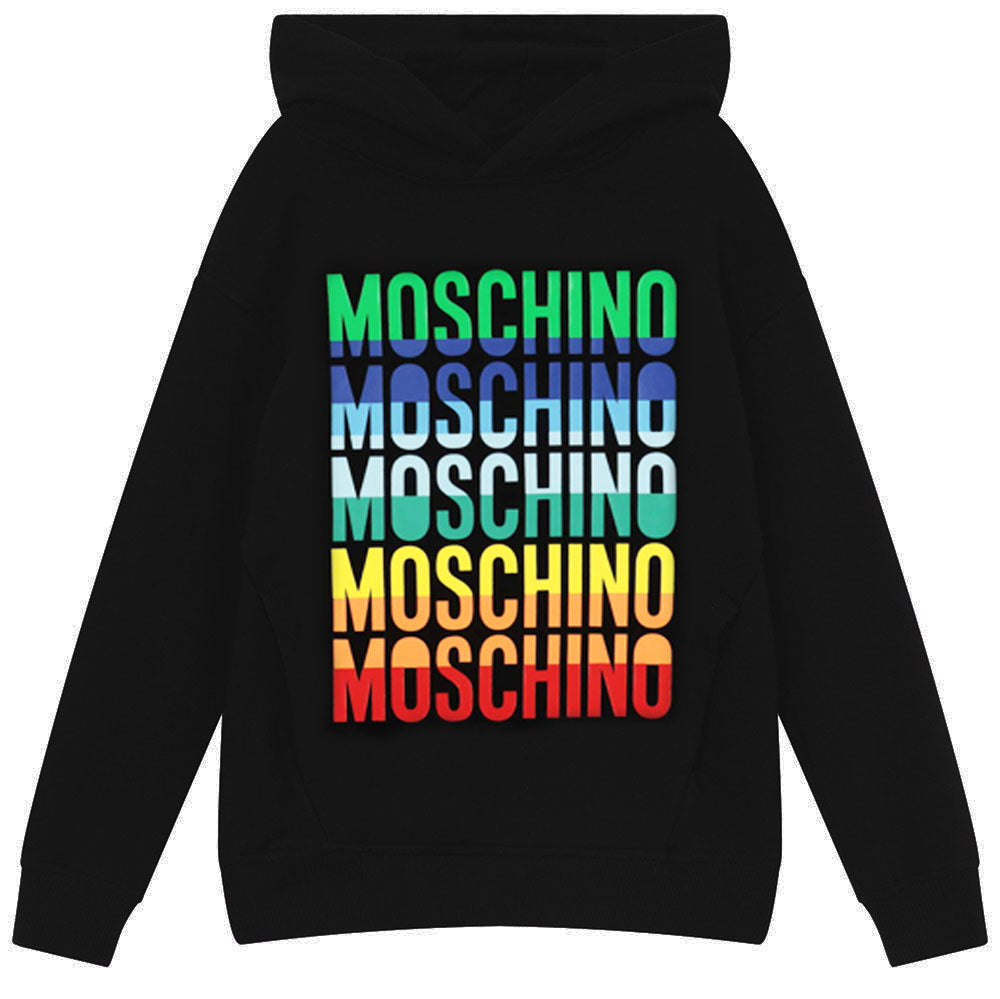 Moschino Boys Multi Logo Hoodie Black