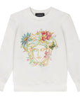 Versace Girls Medusa Jardin Sweater White