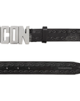 Dsquared2 Mens ICON Silver Buckle Belt Black