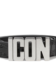 Dsquared2 Mens ICON Silver Buckle Belt Black