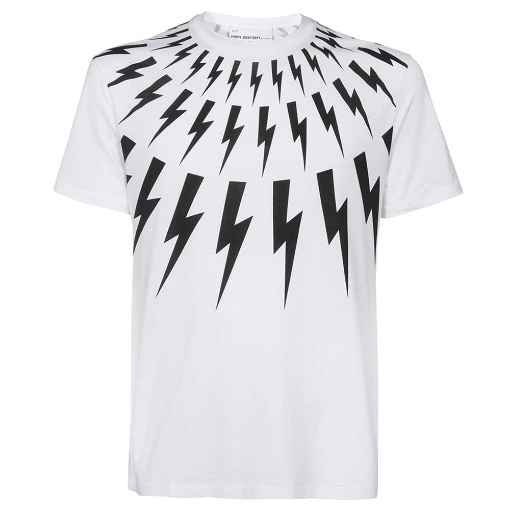 Neil Barrett Mens Fair Isle Thunderbolt T-shirt White