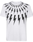 Neil Barrett Mens Fair Isle Thunderbolt T-shirt White