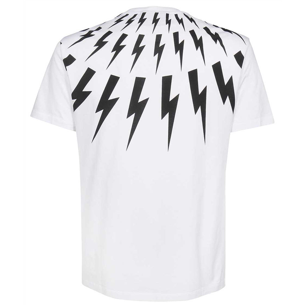 Neil Barrett Mens Fair Isle Thunderbolt T-shirt White