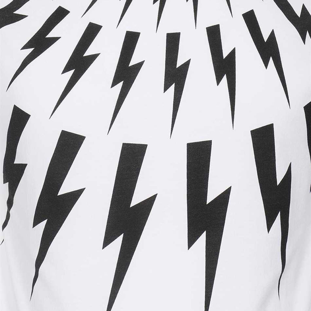 Neil Barrett Mens Fair Isle Thunderbolt T-shirt White