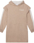 Chloé Girls Logo Print Hooded Dress Beige