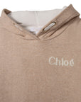 Chloé Girls Logo Print Hooded Dress Beige