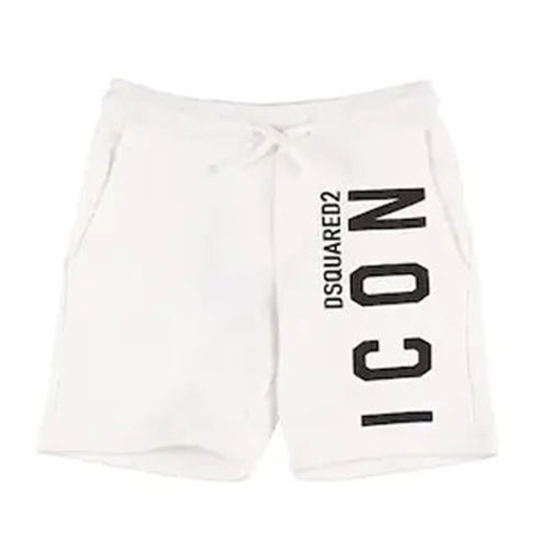 Dsquared2 Boys Icon Print Cotton Shorts White