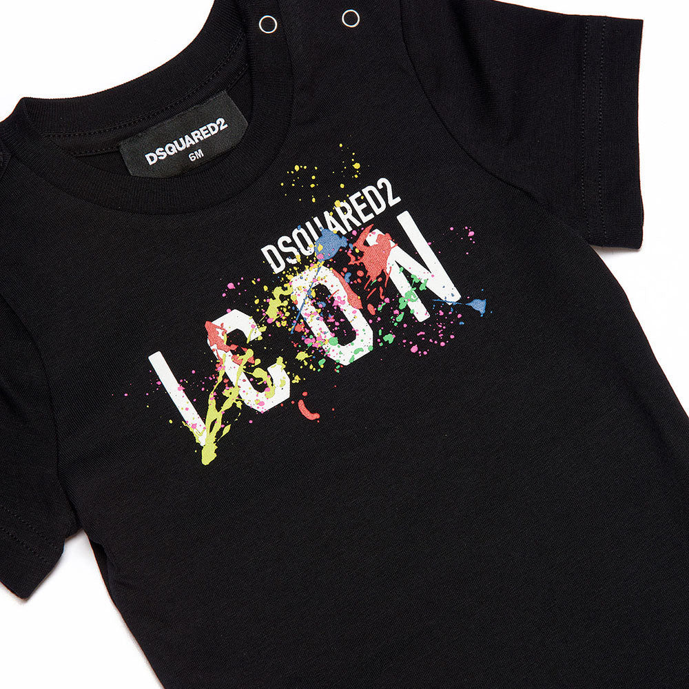 Dsquared2 Baby Boys Icon Paint Splatter T-shirt Black